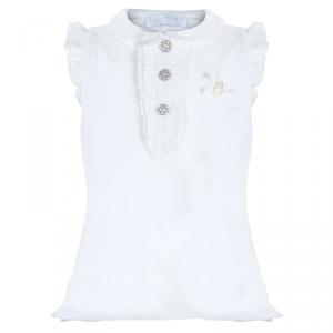 Tartine Et Chocolat White Ruffle Detail Sleeveless T-Shirt 18 Months