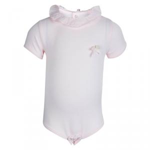 Tartine Et Chocolat Pale Pink Cotton Jersey Ruffle Detail Romper 3 Months