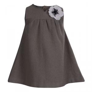 Tartine Et Chocolat Grey Wool Floral Applique Sleeveless Dress 6 months