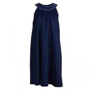 Tartine Et Chocolat Blue Cotton Floral Applique Sleeveless Dress 10 Yrs