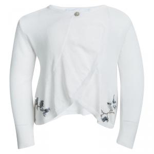 Tartine et Chocolat White Knit Sequin Embellished Ruffle Front Cardigan 2 Yrs