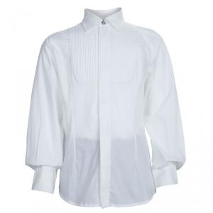 Young Versace White Pintucked Yoke Detail Button Front Shirt 6 Yrs