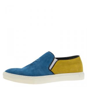 Alexander McQueen Tricolor Suede Skull Embossed Slip On Sneakers Size 44