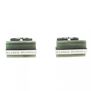 Alfred Dunhill Green Agate Silver Tone Cufflinks