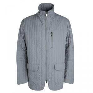 Pre Owned Armani Collezioni Grey Zip Front Jacket L