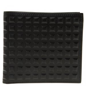 Balenciaga Black Leather Grid Square Wallet