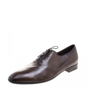 Berluti Two Tone Brown Lambskin Lace Up Oxfords Size 45