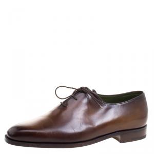 Berluti Brown Leather Alessandro Lace Up Oxfords Size 41