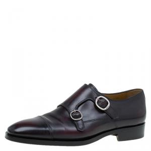 Berluti Burgundy Shaded Leather Monk Strap Shoes Size 43