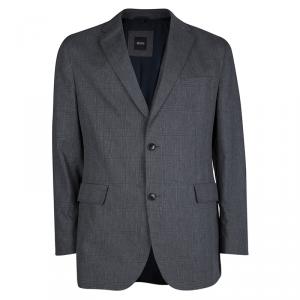 Pre Owned Boss By Hugo Boss Grey Plaid Regular Fit Blazer S
