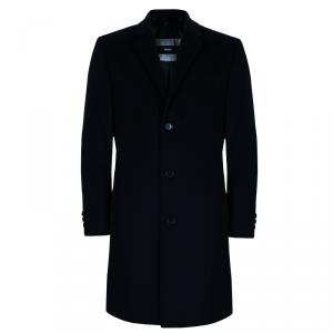 Boss by Hugo Boss Men's Black Cashmere Wool Coat L
