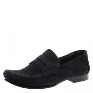 Pre Owned Bottega Veneta Black Suede Penny Loafers Size 43