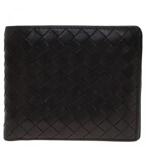Pre Owned Bottega Veneta Brown Intrecciato Leather Bi-Fold Wallet