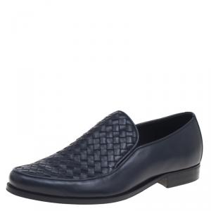 Pre Owned Bottega Veneta Black Intrecciato Leather Loafers Size 43
