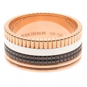 Boucheron Classique Quatre Three Tone 18k Gold & Brown PVD Large Ring Size 69