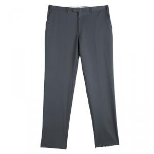 Brioni Grey Wool Roman Style Regular Fit Trousers 4XL