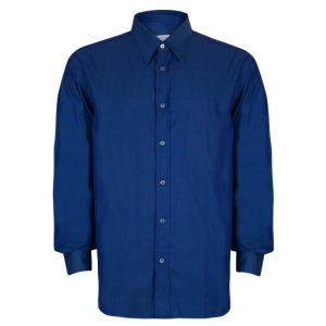 قميص بريوني أزرق داكن بأزرار رجالي XL