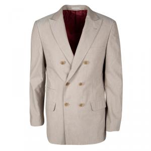 Brunello Cuccinelli Beige Cotton Double Breasted Blazer L