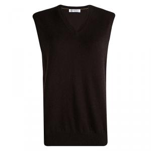 Brunello Cucinelli Brown Cashmere Sleeveless V-Neck Sweater M