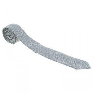 مملوكة مسبقًا Burberry White and Grey Textured Silk Tie