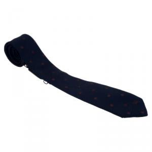 Pre Owned Burberry Navy Blue Polka Dot Silk Tie