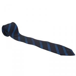 Pre Owned Burberry Blue Striped Silk Tie