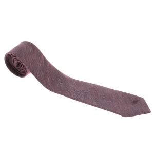 Pre Owned Burberry London Purple Textured  Linen and Silk Tie