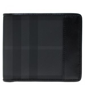 Burberry Black Horseferry Check Canvas and Leather Bi-Fold Wallet