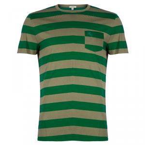 Pre Owned Burberry Brit Men's Green Striped T-Shirt XL