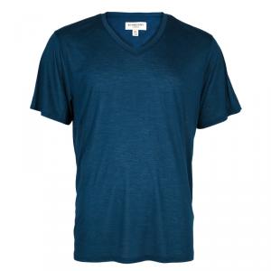 مملوكة مسبقًا تي شيرت رجالي بربري رقبة V أزرق XXL