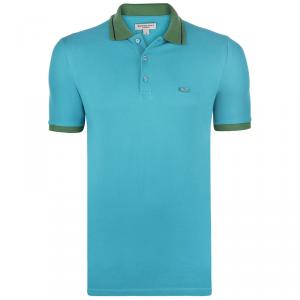 Pre Owned Burberry Brit Aqua Blue Contrast Collar Short Sleeve Polo Shirt M