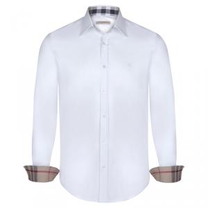 Pre Owned Burberry Brit White Novacheck Detail Cotton Shirt S