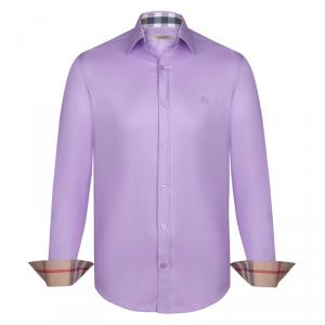 Pre Owned Burberry Brit Lilac Novacheck Detail Cotton Shirt M