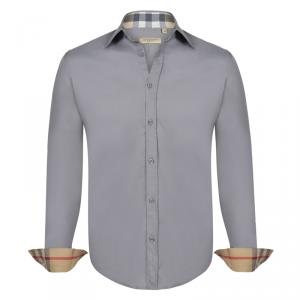 Pre Owned Burberry Brit Grey Novacheck Detail Cotton Shirt XXL