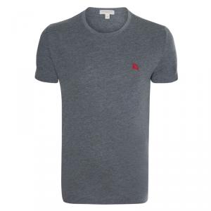 مملوكة مسبقًا تي شيرت بربري بريت قطن رقبة مستديرة رصاصي داكنL