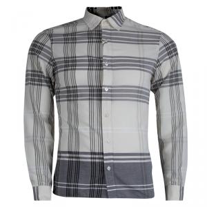 Burberry Beige Checked CottonLong Sleeve Button Front Shirt S