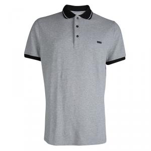 Burberry Grey Contrast Collar Polo T-Shirt XXL