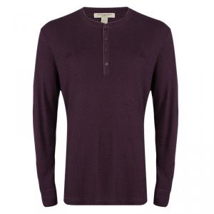 Burberry Brit Deep Burgundy Rib Knit Long Sleeve Crew Neck T-Shirt XXXL