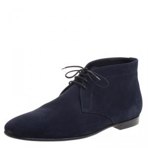 Burberry Navy Blue Suede Bexton Desert Boots Size 42