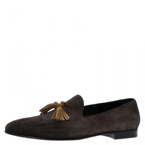 Burberry Grey Suede Lewis Tassel Loafers Size 45