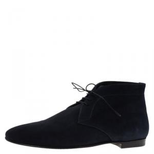 Burberry Denim Blue Suede Bexton Desert Boots Size 44