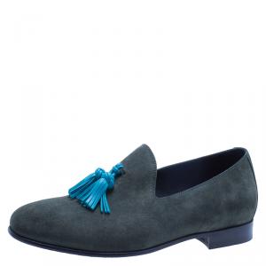 Burberry Prorsum Green Suede Lewis Tassel Loafers Size 43