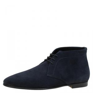 Burberry Navy Blue Suede Bexton Desert Boots Size 40