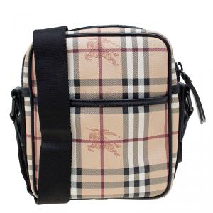 Burberry Beige/Black Classic Check Coated Canvas Equestrian Crossbody Bag