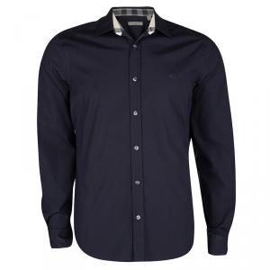 Burberry Brit Navy Blue Cotton Button Front Long Sleeve Shirt L
