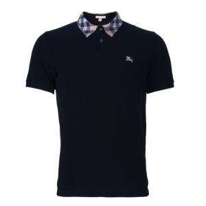 Pre Owned قميص رجالي بربري بولو قطن أسود M