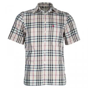 Burberry Beige Novacheck Short Sleeve Button Down Shirt S
