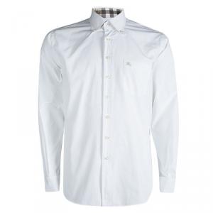 Burberry Brit White Cotton Nova Check Detail Classic Fit Shirt XL