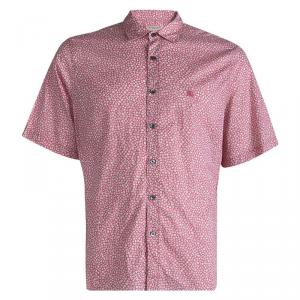 Burberry Brit Pink Cotton Floral Printed Short Sleeve Button Front Shirt XXL