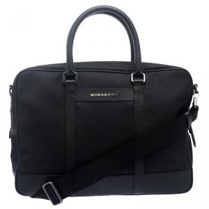 Burberry Black Nylon and Leather Newburg Laptop Briefcase